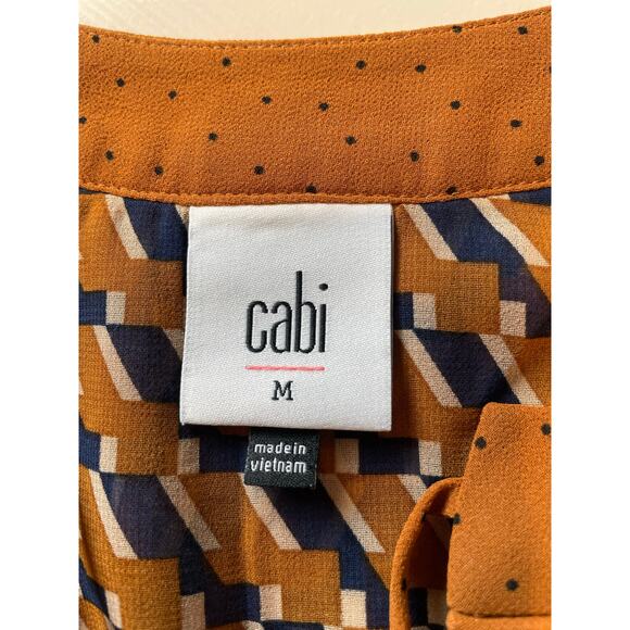 Cabi Golden Eye Harmony Blouse Top Sz M Ruffle Long Sleeves Neck Tie Boho #3953 - Picture 2 of 11